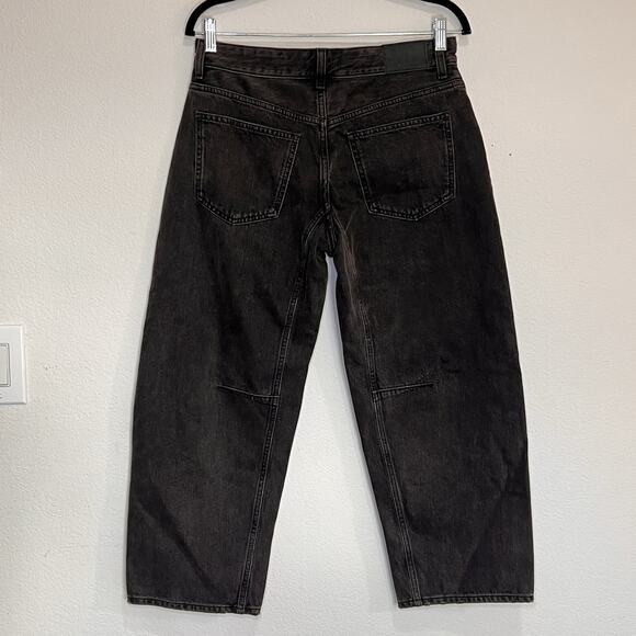Madewell The Darted Barrel Leg Jeans Petite Size 26P Black Button Fly Boho Denim - Picture 7 of 16